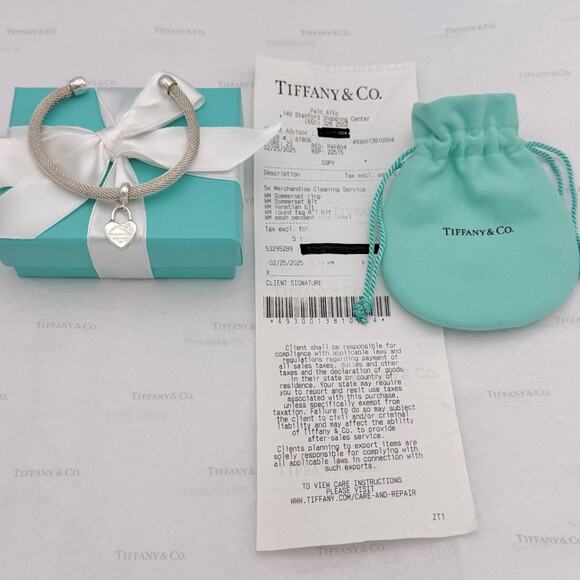 Tiffany & Co. Return to Tiffany Mesh Cuff Bangle Bracelet Sterling Silver W/ Box - Picture 9 of 9